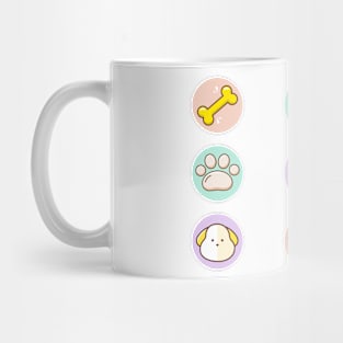 Cute Puppy Pattern. Dog's Paw, Bone, and Adorable Minimalist Pup Mug